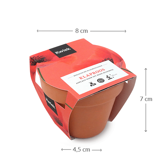 Maatgeving terracotta potje biologische klaproos