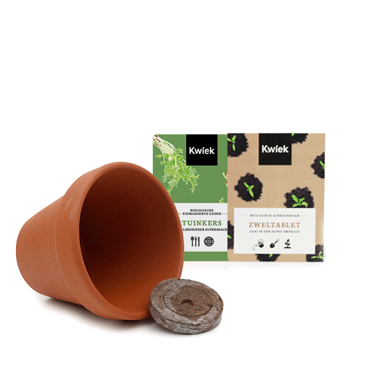 Biologische tuinkers zaden in terracotta potje - Kwiek PootPotje, afbeelding 2 van 3