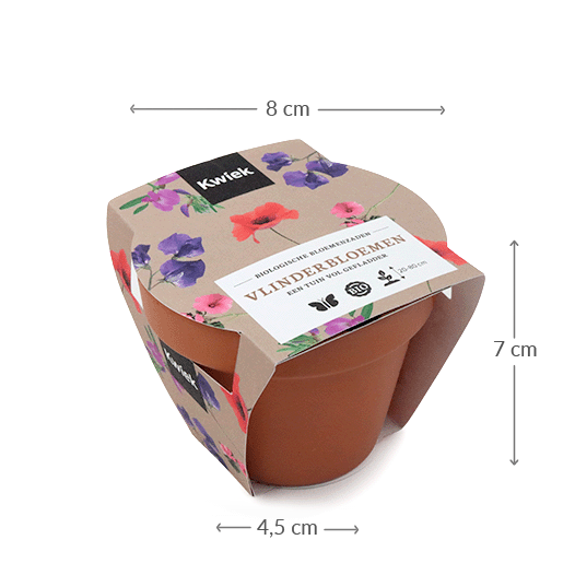 Biologische vlinderbloemen zaden in terracotta potje - Kwiek PootPotje, afbeelding 3 van 3