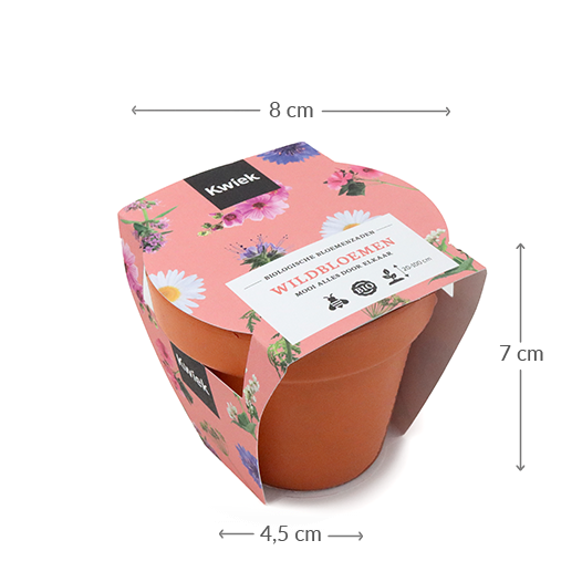 Biologische wildbloemen zaden in terracotta potje - Kwiek PootPotje, afbeelding 2 van 2