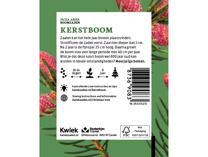 Kerstboom zaden -  Kwiek Uitdeel zakjes (UITVERKOCHT), afbeelding 2 van 3