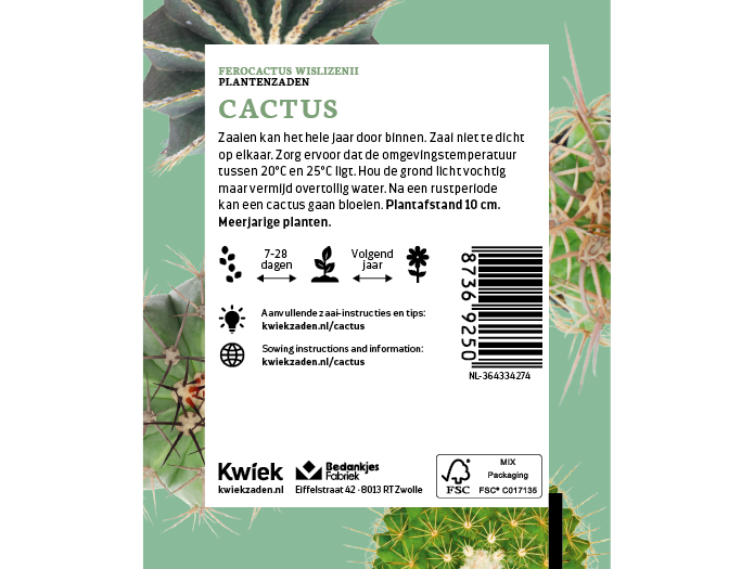 Cactus zaden -  Kwiek Uitdeel zakjes (UITVERKOCHT), afbeelding 3 van 3