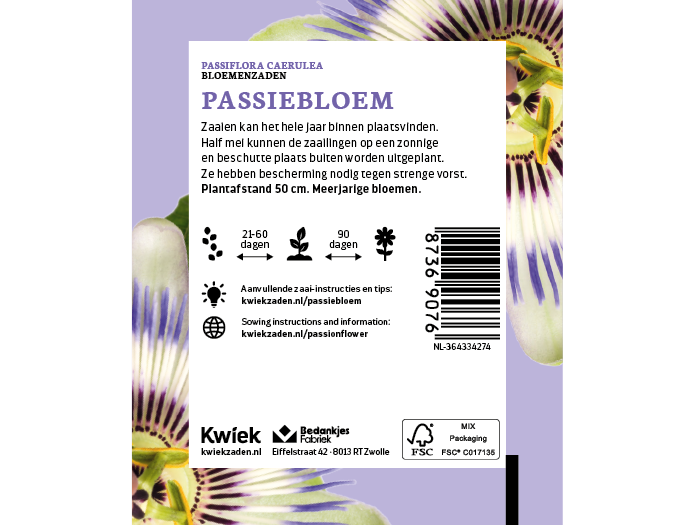 Passiebloem zaden -  Kwiek Uitdeel zakjes, afbeelding 3 van 3