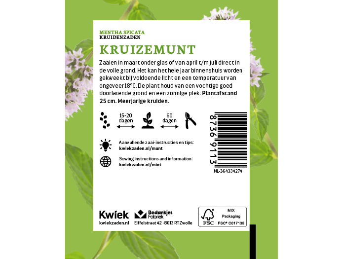 Kruizemunt - Kwiek Uitdeel zakjes, afbeelding 3 van 3