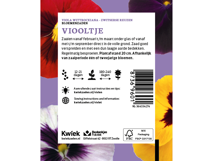 Viool zaden -  Kwiek Uitdeel zakjes, afbeelding 2 van 3