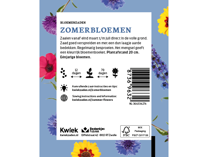 Zomerbloemen zaden -  Kwiek Uitdeel zakjes, afbeelding 3 van 4