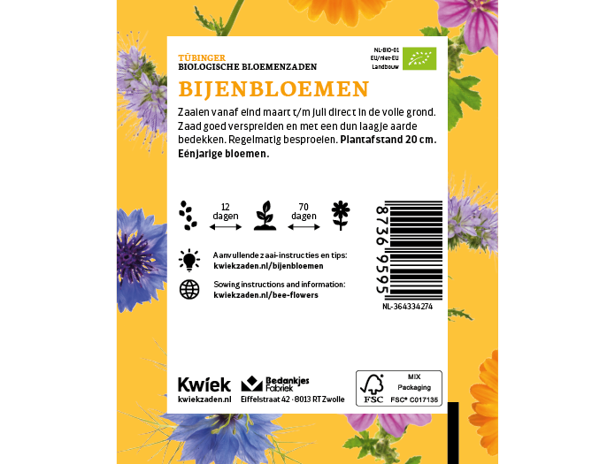 Biologische Bijenbloemen zaden - Kwiek Uitdeel zakjes, afbeelding 2 van 3