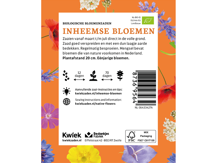Biologische Inheemse bloemenmengsel zaden - Kwiek Uitdeel zakjes, afbeelding 2 van 3